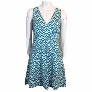 New York & Company teal blue & white dress EUC